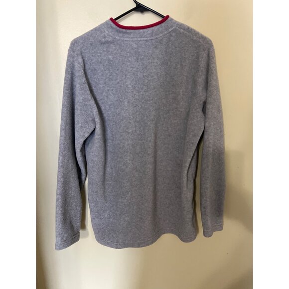 Gray Long Sleeve V-Neck Fleece Pullover M Embroidered Cardinals - Picture 3 of 12